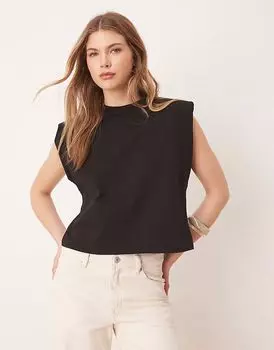 Топ без рукавов с подплечниками ASOS DESIGN черного цвета