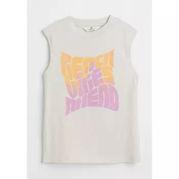 Топ без рукавов с принтом H&M Beach vibes ahead, серо-коричневый/оранжевый/фиолетовый
