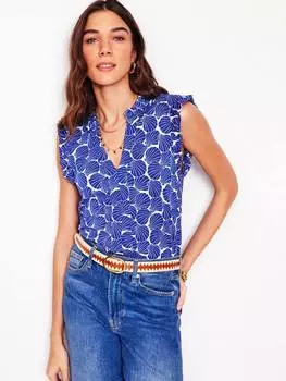 Топ без рукавов с принтом в виде ракушки lola Boden, синий/белый