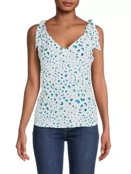 Топ без рукавов с V-образным вырезом и завязками на плечах Renee C., синий