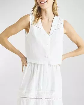 Топ без рукавов с V-образным вырезом и крючком Callan Splendid, цвет White