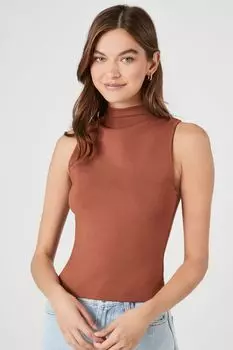 Топ без рукавов с воротником-стойкой Forever 21, коричневый