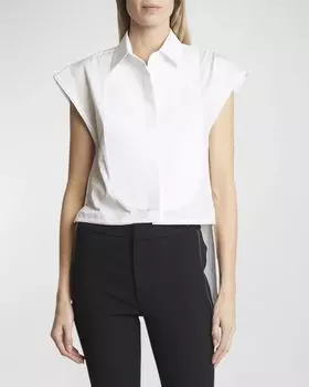 Топ без рукавов с воротником-стойкой и высоким низким воротником Victoria Beckham, цвет White