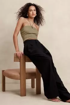 Топ без рукавов с вырезом «Keyhole» Banana Republic, зеленый