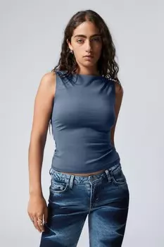 Топ без рукавов с вырезом-лодочкой Annie Weekday, синий