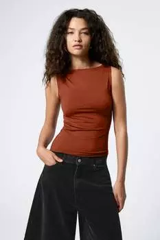 Топ без рукавов с вырезом-лодочкой Энни Weekday, коричневый
