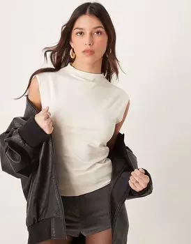 Топ без рукавов с высоким воротом Abercrombie & Fitch серого цвета