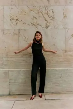 Топ без рукавов с высоким воротом и плиссе Vero Moda, черный