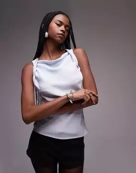 Топ без рукавов с закрученными бретелями ледяного синего цвета Topshop