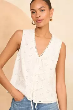 Топ без рукавов с завязками спереди Love & Roses, белый