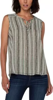 Топ без рукавов с завязкой спереди и присборенной спиной Liverpool Los Angeles, цвет Allover Painted Stripes Print