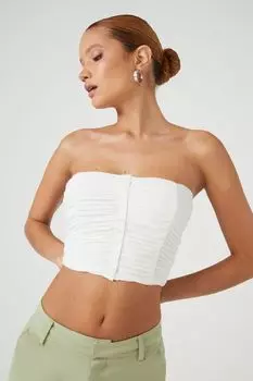 Топ без рукавов со сборками Forever 21, белый