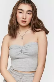 Топ без рукавов со сборками Forever 21, серый