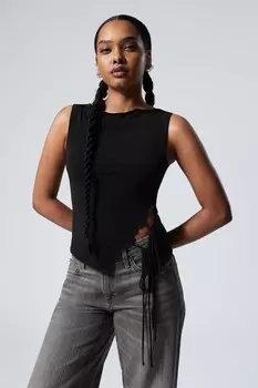 Топ без рукавов со шнуровкой по бокам Weekday, черный