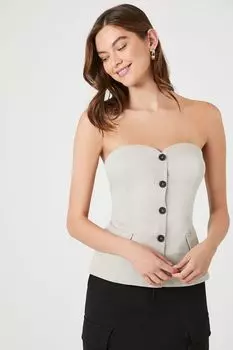 Топ без рукавов Sweetheart с пуговицами спереди Forever 21, серебряный