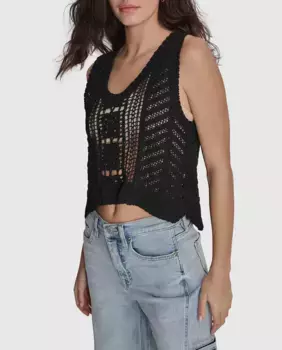 Топ без рукавов, связанный крючком Dkny Jeans, черный