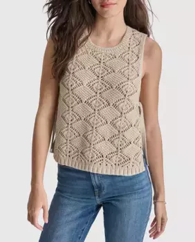 Топ без рукавов, связанный крючком Dkny Jeans, цвет Piedra