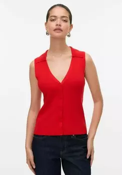 Топ без рукавов VMWILLOW V NECK Vero Moda, красный