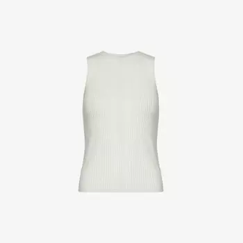 Топ без рукавов в рубчик из смесовой эластичной ткани Vince, цвет off white-101owh