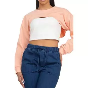 Топ без рукавов в рубчик с джемпером FASHNZFAB, светло-персиковый