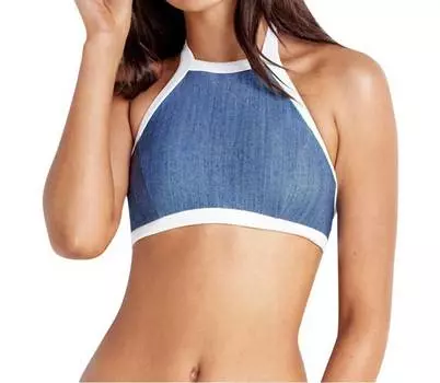 Топ бикини Block Party High Neck в морском дениме Seafolly, цвет sea denim