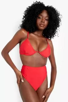 Топ бикини essentials на косточках Boohoo, красный
