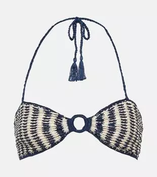 Топ бикини из хлопка, связанный крючком Anna Kosturova, синий