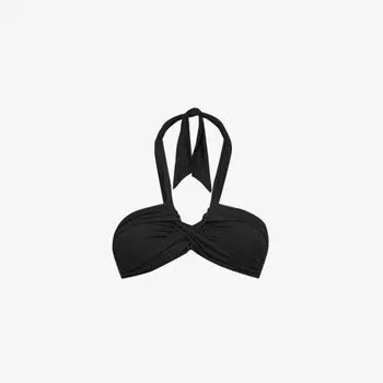 Топ бикини из переработанного нейлона с закрученным вырезом и закрученной деталью Collective Seafolly, черный