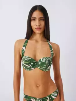 Топ бикини John Lewis Tropic Palm Leaf Print Sling Halter, хаки