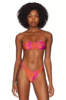 Топ бикини Melissa Simone Ruched, цвет Pink & Orange