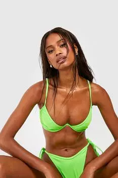 Топ бикини на косточках essentials Boohoo, зеленый