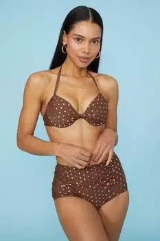 Топ бикини на косточках с точечным принтом из фольги Debenhams, мультиколор