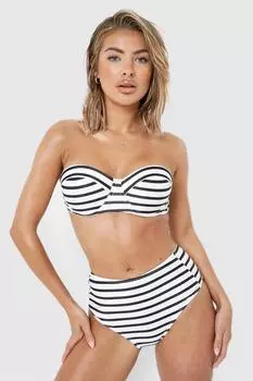Топ бикини на косточках с утеплкой морского типа Boohoo, черный