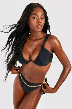 Топ бикини на косточках с узлом boohoo, черный