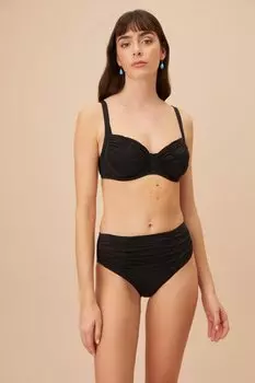 Топ бикини на косточках со сборками SUWEN, черный