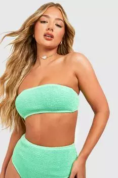 Топ бикини премиум из мятки Boohoo, зеленый