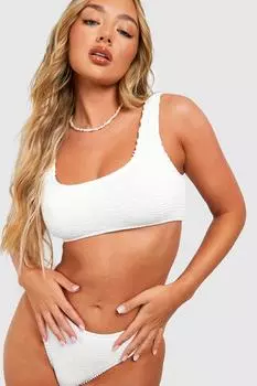 Топ бикини премиум-класса с жатым вырезом boohoo, белый