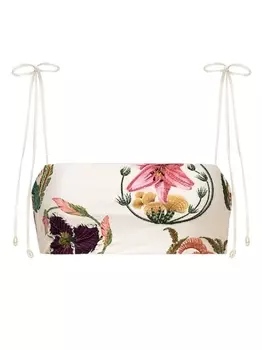 Топ бикини Primavera Marina с цветочной вышивкой Agua By Agua Bendita, белый