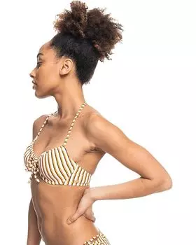 Топ бикини Roxy Printed Beach Classics Underwire Bralette Bikini Top, цвет Golden Ochre Mony Stripes