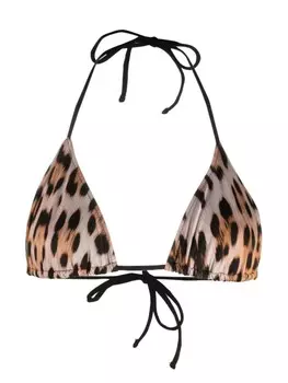 Топ бикини с леопардовым принтом Roberto Cavalli, нейтральный цвет