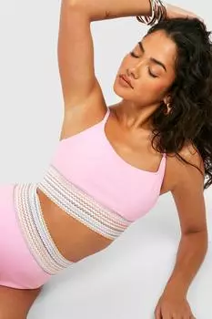 Топ бикини с полоской tape scoop Boohoo, розовый