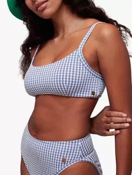 Топ бикини с текстурой в мелкую клетку Whistles, Синий/Мульти