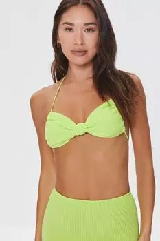 Топ бикини с треугольными бретельками и завязками Forever 21, лаймовый