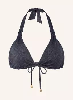 Топ бикини с треугольными чашечками poolside и блестящей пряжей SEAFOLLY, темно-синий