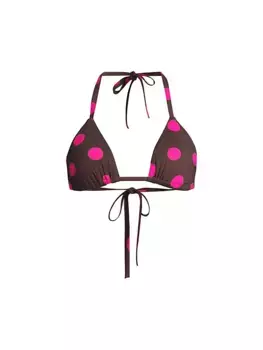 Топ бикини с треугольными чашечками в горошек Cynthia Rowley, цвет brown pink