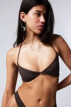 Топ бикини с воротником халтер Weekday, коричневый