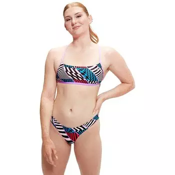 Топ бикини Speedo Allover Digital Cross Back Crop Top, Разноцветный