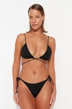 Топ-бикини Trendyol с треугольными чашками на завязках, черный