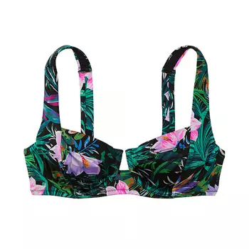Топ бикини Victoria's Secret Swim Mix & Match Full-Coverage Smooth, черный тропический