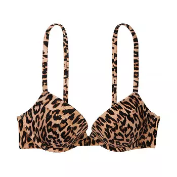 Топ бикини Victoria's Secret Swim Mix & Match Sexy Tee Push-Up Smooth, леопардовый